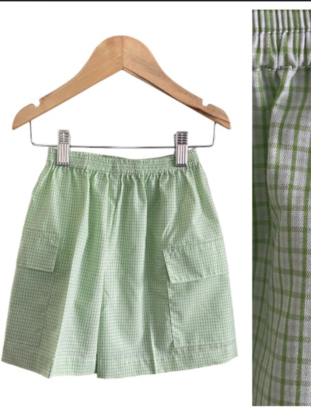 Remember Nguyen Lime Green White Plaid Pull On Shorts 4t